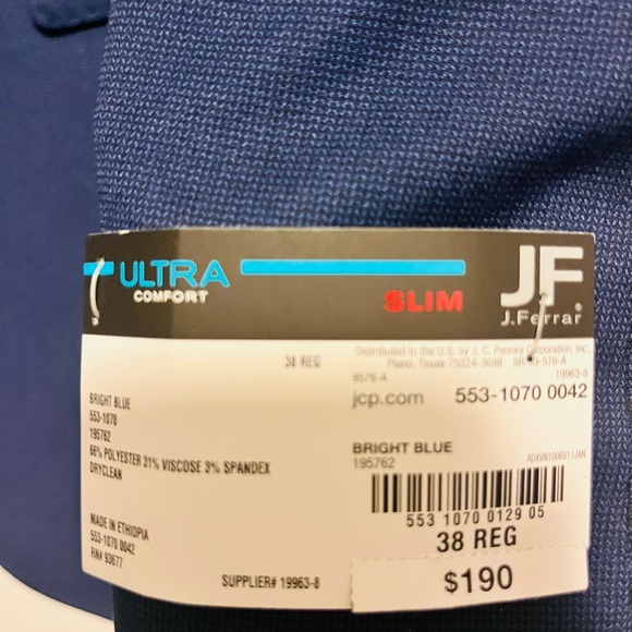 Blue J. Ferrar Suit 38R jacket and 32x32 slacks - Picture 3 of 9